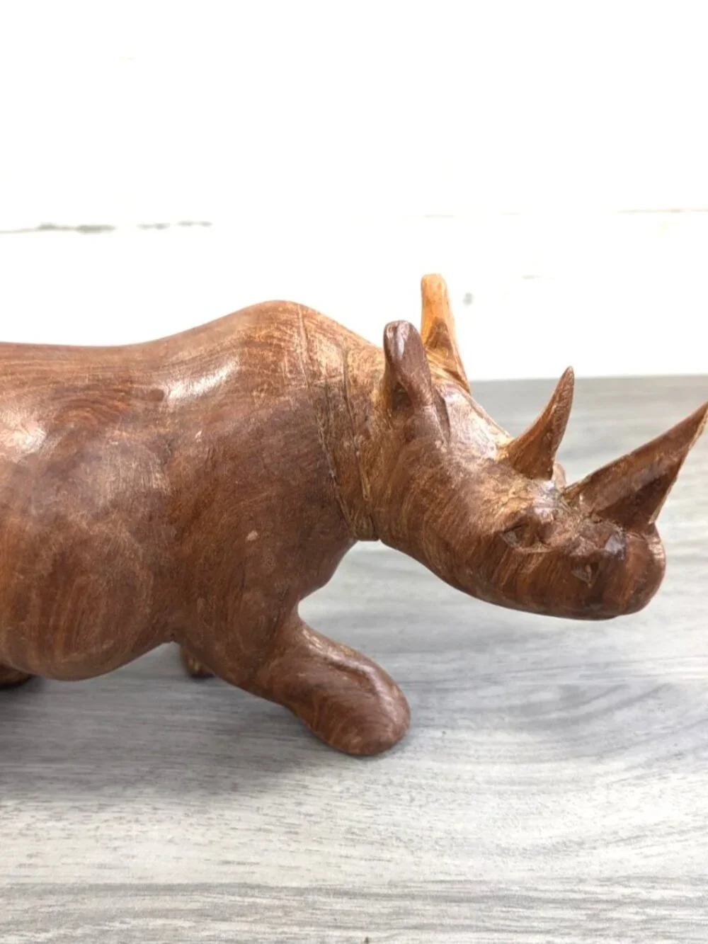 VTG Hand Carved Solid Wood Rhino-Rhinoceros figure 8